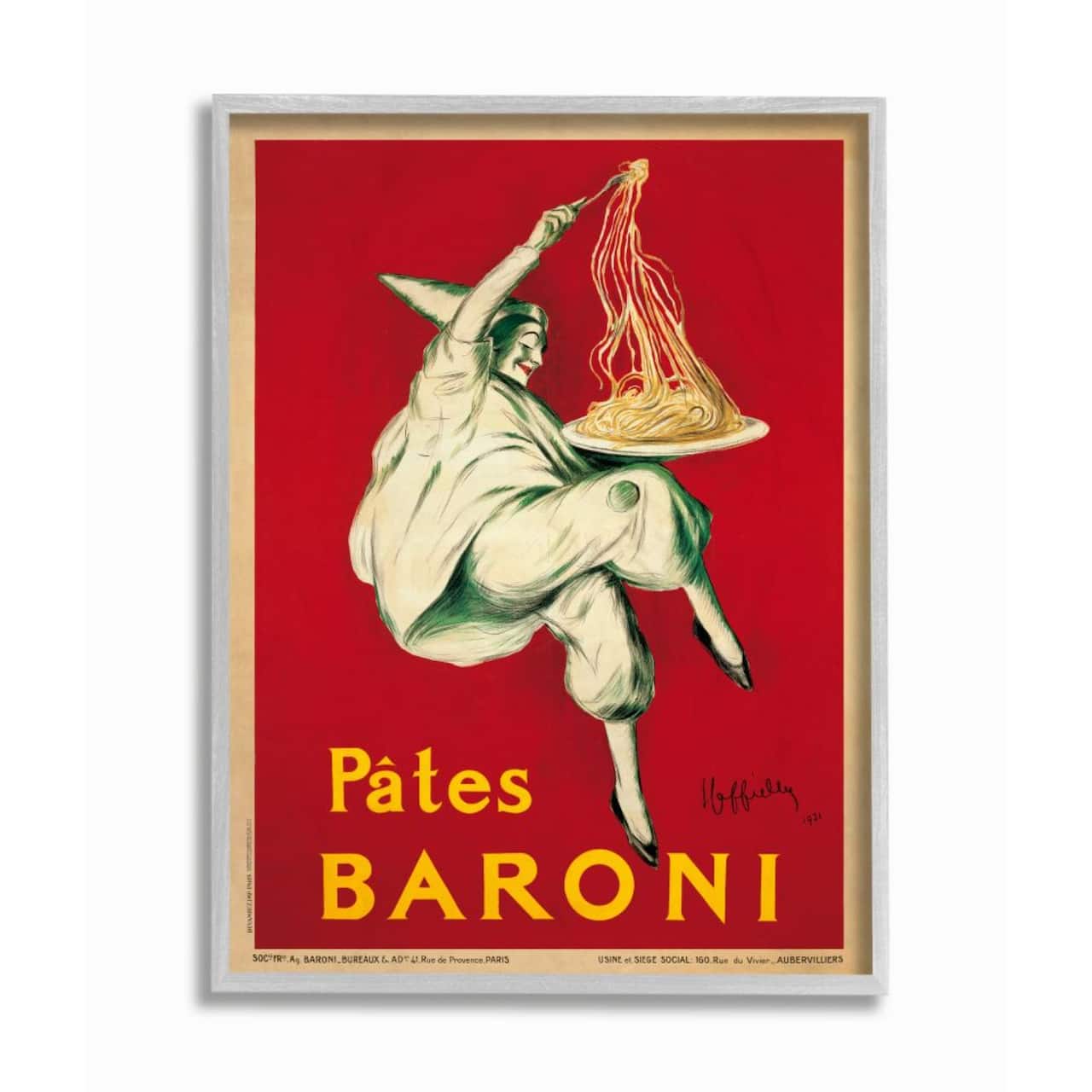 Stupell Industries Pates Baroni Vintage Poster Gray Framed Wall Art